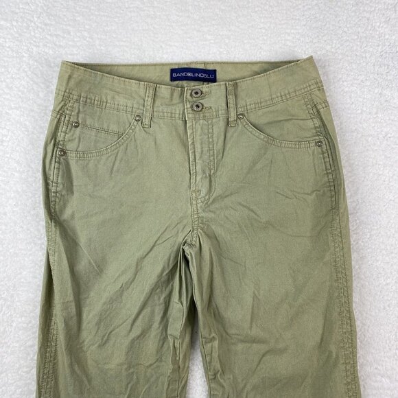 Bandolino Blu Pants Womens 8 Green Straight Crop High‎ Rise Stretch Dbl Button - Picture 3 of 15